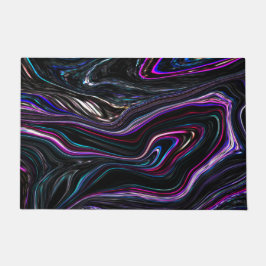 Onregelmatige krommen met kleur die door het donke deurmat