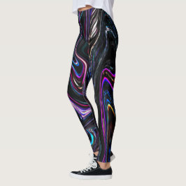 Onregelmatige krommen met kleur die door het donke leggings