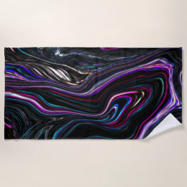 Onregelmatige krommen met kleur die door het donke strandlaken