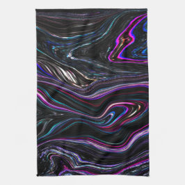 Onregelmatige krommen met kleur die door het donke theedoek