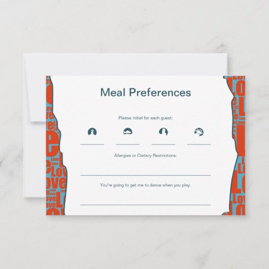 Onregelmatige liefde Border Attendance Diet Muziek RSVP Kaartje (Achterkant)