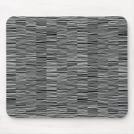 Onregelmatige lijnen - wit op zwart muismat (Voorkant)
