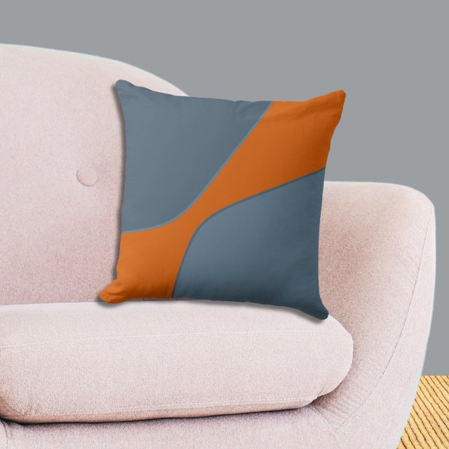 Onregelmatige oranje en blauwe kwartiervormen   kussen (Irregular Orange and Blue Quarter Shapes Throw Pillow, Livingroom)