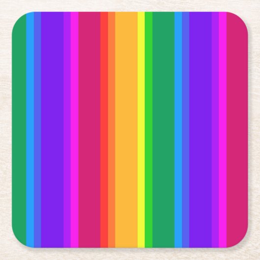 Onregelmatige regenboogstrepen kartonnen onderzetters (Voorkant)
