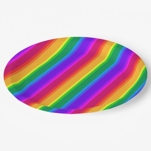 Onregelmatige regenboogstrepen papieren bordje (Gekanteld)