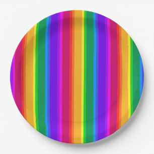 Onregelmatige regenboogstrepen papieren bordje