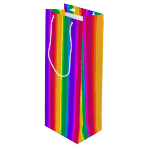 Onregelmatige regenboogstrepen wijn cadeautas