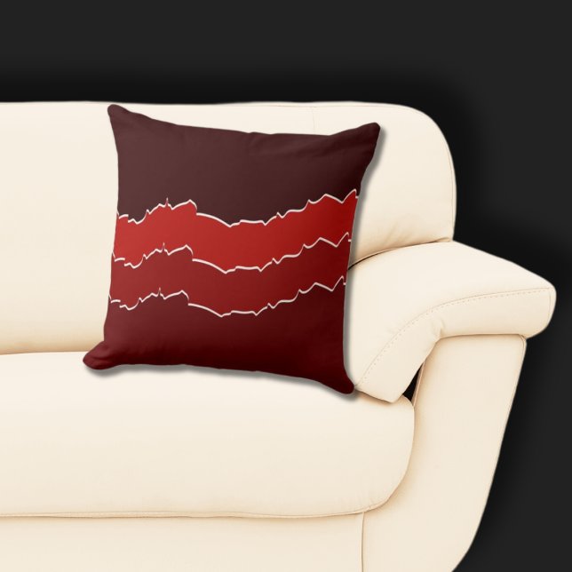 Onregelmatige rode gescheurde strepen kussen (Irregular Red Torn Striped Pillow)