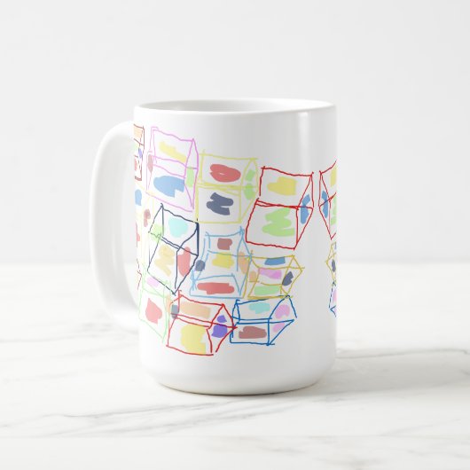 Onregelmatige stapel dozen (Abstract) Koffiemok (Voorkant links)