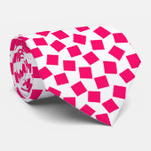 Onregelmatige vierkanten - Neon rood op wit Stropdas (Opgerold)