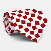 Onregelmatige vierkanten - Robijnrood op wit Stropdas (Opgerold)