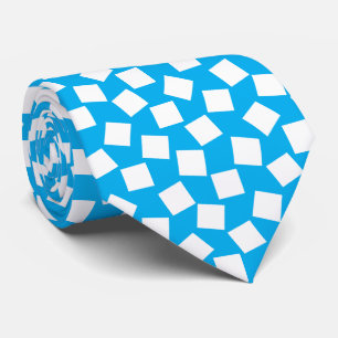 Onregelmatige Vierkanten - Wit op Azuurblauw Stropdas