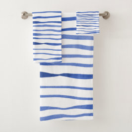 Onregelmatige waterverf eenvoudige regels - blauw bad handdoek