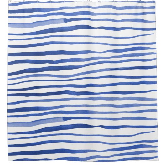 Onregelmatige waterverf eenvoudige regels - blauw douchegordijn (Voorkant)