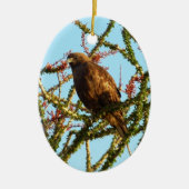 Onrijpe Rode Hawk in de Struik van Ocotillo Keramisch Ornament (Voorkant)