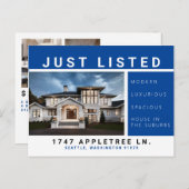 Onroerend Briefkaart Blauw enkel genoteerd luxe (Voorkant / Achterkant)