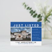 Onroerend Briefkaart Blauw enkel genoteerd luxe (Staand voorkant)