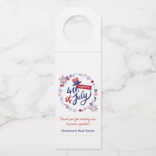 Onroerend goed 4 juli Onafhankelijkheidsdag Custom Flessenhanger (Voorkant)