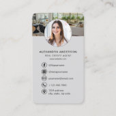 Onroerend Goed Agent Gray QR Code Foto Visitekaartje (Voorkant)