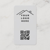 Onroerend Goed Agent Gray QR Code Foto Visitekaartje (Achterkant)