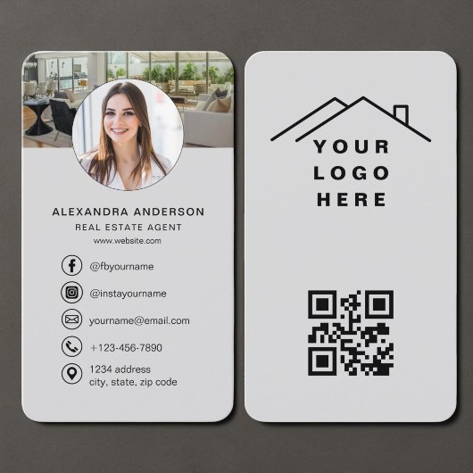 Onroerend Goed Agent Gray QR Code Foto Visitekaartje