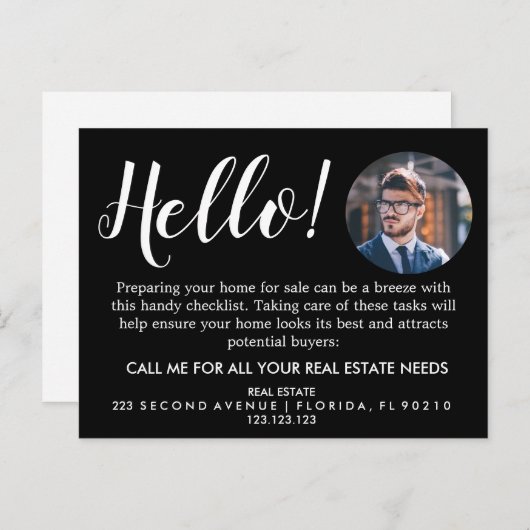 Onroerend goed agent HALLO Voorjaarschecklist beke Aankondigingskaart (Voorkant / Achterkant)