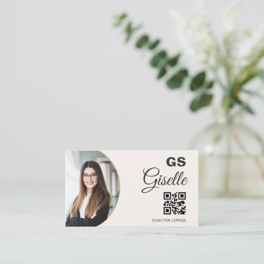 Onroerend goed Agent Neutral QR Code Foto Visitekaartje (Staand voorkant)