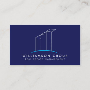 Onroerend goed, Architect, Gebouw Logo op Blauw Visitekaartje