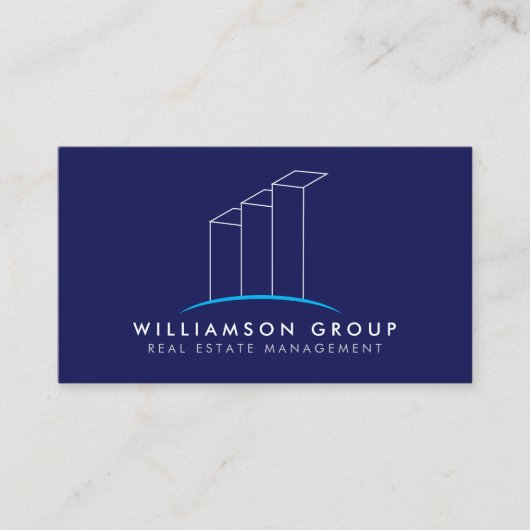 Onroerend goed, Architect, Gebouw Logo op Blauw Visitekaartje (Voorkant)