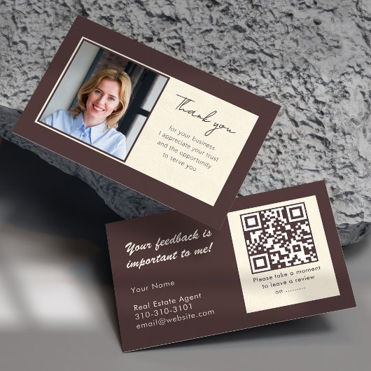 Onroerend goed Bedankt en QR-code Review Boho Visitekaartje