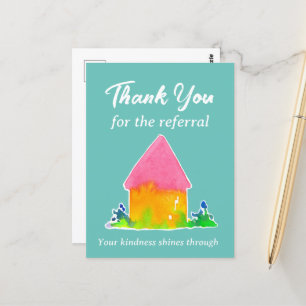 Onroerend goed Bedankt voor verwijzing Roze Huis Briefkaart