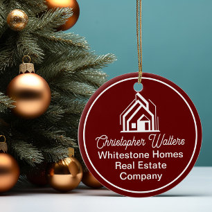 Onroerend goed bedrijf Burgundy Gepersonaliseerde Keramisch Ornament