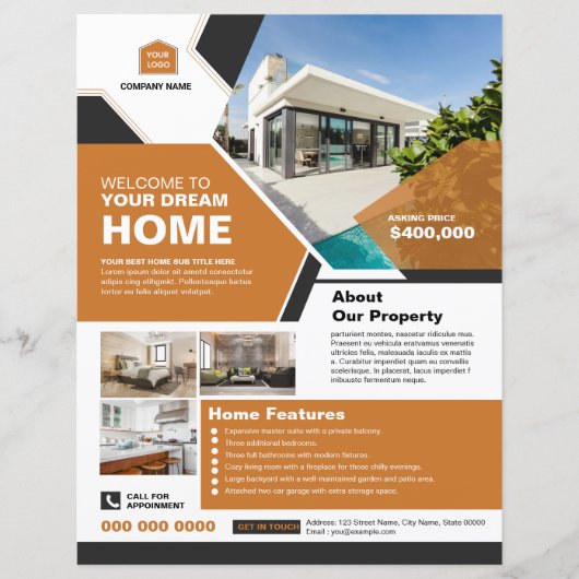 Onroerend goed bedrijf flyer sjabloon (Voorkant)