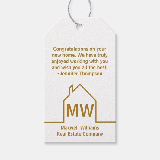 Onroerend goed Bedrijf Gefeliciteerd Chic Gold Cadeaulabel (Voorkant)