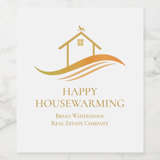 Onroerend goed Bedrijf Goud Huiselijk Feest Wijn Etiket (Enkel label)