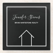 Onroerend goed bedrijf Modern Black Custom Glazen Onderzetter (Voorkant)
