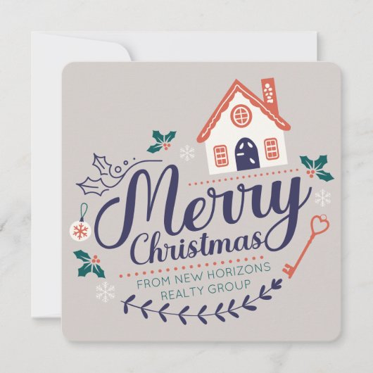 Onroerend goed Bedrijf Promotie Moderne Kerstmis Feestdagenkaart (Voorkant)