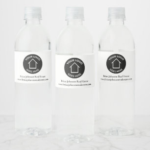 Onroerend Goed Bedrijf Voeg uw logo toe Eenvoudige Waterfles Etiket