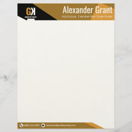 Onroerend goed Black & Gold Realtor Briefhoofd