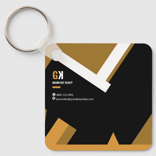 Onroerend goed | Black & Gold Realtor Personeelson Sleutelhanger (Voorkant)