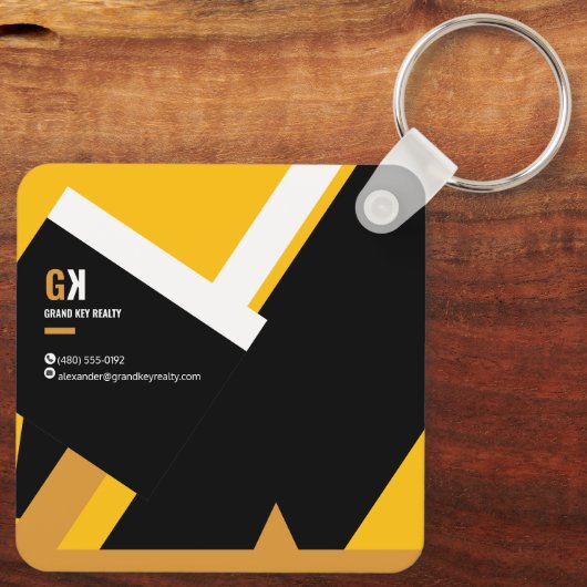 Onroerend goed | Black & Gold Realtor Personeelson Sleutelhanger (Achterkant)