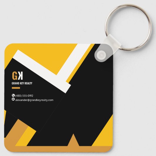 Onroerend goed | Black & Gold Realtor Personeelson Sleutelhanger (Achterkant)