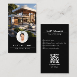 Onroerend goed Black Photo QR Code Social Media Visitekaartje