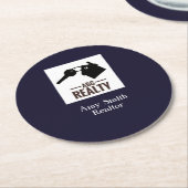 Onroerend goed blauw ronde kartonnen onderzetter (Gebogen)