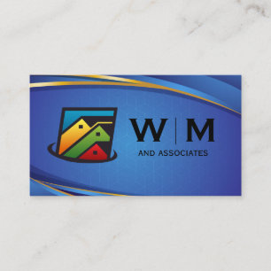 Onroerend goed   blauwe achtergrond visitekaartje