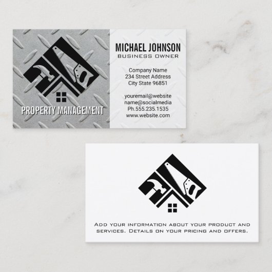 Onroerend goed | Bouw | Staal Bord Visitekaartje (Voorkant / Achterkant)