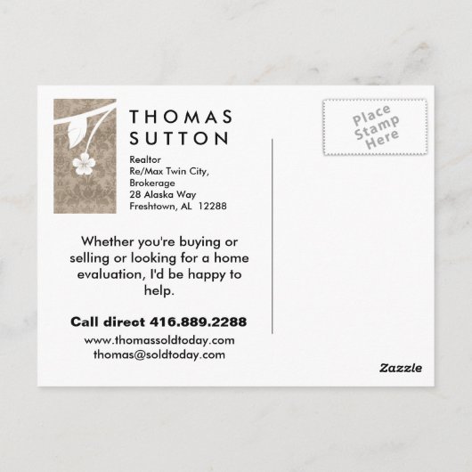 Onroerend goed/Briefkaart  beige Briefkaart (Achterkant)