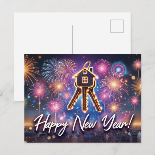 Onroerend goed Briefkaart - Gelukkig Nieuwjaar (Voorkant / Achterkant)