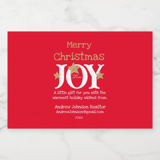 Onroerend goed Cliënt Kerstmisgift Leuke Rode Mini Likeurfles Etiket (Enkel label)