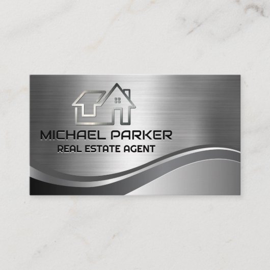 Onroerend goed dak Logo | Home Metallic Visitekaartje (Voorkant)